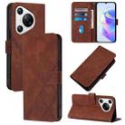 For Huawei Pura 70 Crossbody 3D Embossed Flip Leather Phone Case(Brown) - 1