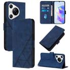 For Huawei Pura 70 Crossbody 3D Embossed Flip Leather Phone Case(Blue) - 1