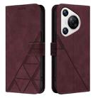 For Huawei Pura 70 Crossbody 3D Embossed Flip Leather Phone Case(Wine Red) - 2