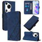 For Huawei Pura 70 Pro Crossbody 3D Embossed Flip Leather Phone Case(Blue) - 1