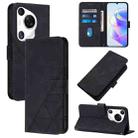 For Huawei Pura 70 Pro Crossbody 3D Embossed Flip Leather Phone Case(Black) - 1