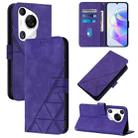 For Huawei Pura 70 Pro Crossbody 3D Embossed Flip Leather Phone Case(Purple) - 1