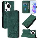 For Huawei Pura 70 Pro Crossbody 3D Embossed Flip Leather Phone Case(Dark Green) - 1