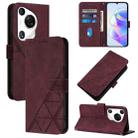 For Huawei Pura 70 Pro Crossbody 3D Embossed Flip Leather Phone Case(Wine Red) - 1