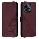 For Huawei Enjoy 80s 4G Crossbody 3D Embossed Flip Leather Phone Case(Wine Red) - 2
