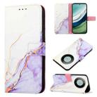 For Huawei Mate 60 PT003 Marble Pattern Flip Leather Phone Case(LS006 White Purple) - 1