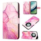 For Huawei Mate 60 PT003 Marble Pattern Flip Leather Phone Case(LS001 Pink Purple Gold) - 1