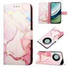 For Huawei Mate 60 Pro PT003 Marble Pattern Flip Leather Phone Case(LS005 Rose Gold) - 1