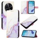 For Huawei nova 12i 4G Global PT003 Marble Pattern Flip Leather Phone Case(LS006 White Purple) - 1