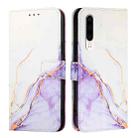 For Huawei P30 PT003 Marble Pattern Flip Leather Phone Case(LS006 White Purple) - 2