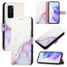 For Huawei P40 PT003 Marble Pattern Flip Leather Phone Case(LS006 White Purple) - 1