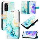 For Huawei P40 PT003 Marble Pattern Flip Leather Phone Case(LS003 Green) - 1