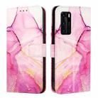 For Huawei P40 PT003 Marble Pattern Flip Leather Phone Case(LS001 Pink Purple Gold) - 2