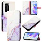For Huawei P40 Pro PT003 Marble Pattern Flip Leather Phone Case(LS006 White Purple) - 1