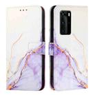 For Huawei P40 Pro PT003 Marble Pattern Flip Leather Phone Case(LS006 White Purple) - 2