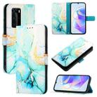 For Huawei P40 Pro PT003 Marble Pattern Flip Leather Phone Case(LS003 Green) - 1