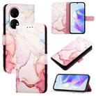 For Huawei P50 PT003 Marble Pattern Flip Leather Phone Case(LS005 Rose Gold) - 1