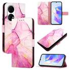 For Huawei P50 PT003 Marble Pattern Flip Leather Phone Case(LS001 Pink Purple Gold) - 1
