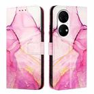 For Huawei P50 Pro PT003 Marble Pattern Flip Leather Phone Case(LS001 Pink Purple Gold) - 2