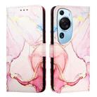 For Huawei P60 Art PT003 Marble Pattern Flip Leather Phone Case(LS005 Rose Gold) - 2