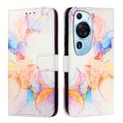 For Huawei P60 Art PT003 Marble Pattern Flip Leather Phone Case(LS004 Marble White) - 2