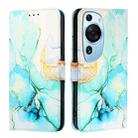 For Huawei P60 Art PT003 Marble Pattern Flip Leather Phone Case(LS003 Green) - 2