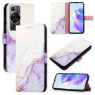 For Huawei P60 / P60 Pro PT003 Marble Pattern Flip Leather Phone Case(LS006 White Purple) - 1