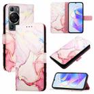 For Huawei P60 / P60 Pro PT003 Marble Pattern Flip Leather Phone Case(LS005 Rose Gold) - 1
