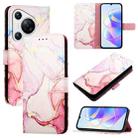 For Huawei Pura 70 PT003 Marble Pattern Flip Leather Phone Case(LS005 Rose Gold) - 1