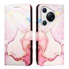 For Huawei Pura 70 PT003 Marble Pattern Flip Leather Phone Case(LS005 Rose Gold) - 2