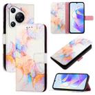 For Huawei Pura 70 PT003 Marble Pattern Flip Leather Phone Case(LS004 Marble White) - 1