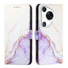For Huawei Pura 70 Pro / 70 Pro+ PT003 Marble Pattern Flip Leather Phone Case(LS006 White Purple) - 2