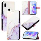 For Huawei P Smart Z / Y9 Prime 2019 PT003 Marble Pattern Flip Leather Phone Case(LS006 White Purple) - 1