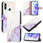 For Huawei Enjoy 20 SE / Y7a / P smart 2021 PT003 Marble Pattern Flip Leather Phone Case(LS006 White Purple) - 1