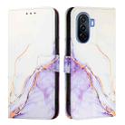 For Huawei Enjoy 50 / nova Y70 Plus PT003 Marble Pattern Flip Leather Phone Case(LS006 White Purple) - 2