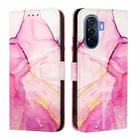 For Huawei Enjoy 50 / nova Y70 Plus PT003 Marble Pattern Flip Leather Phone Case(LS001 Pink Purple Gold) - 2