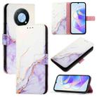 For Huawei Enjoy 50 Pro / nova Y90 PT003 Marble Pattern Flip Leather Phone Case(LS006 White Purple) - 1