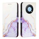 For Huawei Enjoy 50 Pro / nova Y90 PT003 Marble Pattern Flip Leather Phone Case(LS006 White Purple) - 2