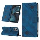 For Motorola Moto G14 Skin Feel Embossed Leather Phone Case(Blue) - 1