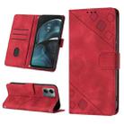 For Motorola Moto G14 Skin-feel Embossed Leather Phone Case(Red) - 1