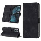 For Motorola Moto G14 Skin-feel Embossed Leather Phone Case(Black) - 1