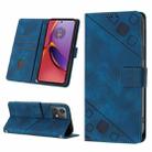 For Motorola Moto G84 Skin-feel Embossed Leather Phone Case(Blue) - 1