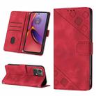 For Motorola Moto G84 Skin Feel Embossed Leather Phone Case(Red) - 1