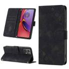 For Motorola Moto G84 Skin-feel Embossed Leather Phone Case(Black) - 1