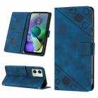 For Motorola Moto G54 Skin-feel Embossed Leather Phone Case(Blue) - 1