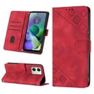 For Motorola Moto G54 Skin Feel Embossed Leather Phone Case(Red) - 1