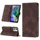 For Motorola Moto G54 Skin-feel Embossed Leather Phone Case(Brown) - 1