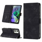 For Motorola Moto G54 Skin-feel Embossed Leather Phone Case(Black) - 1