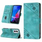 For Motorola Moto G Play 4G 2024 Skin-feel Embossed Leather Phone Case(Green) - 1