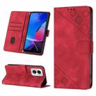 For Motorola Moto G Play 4G 2024 Skin-feel Embossed Leather Phone Case(Red) - 1